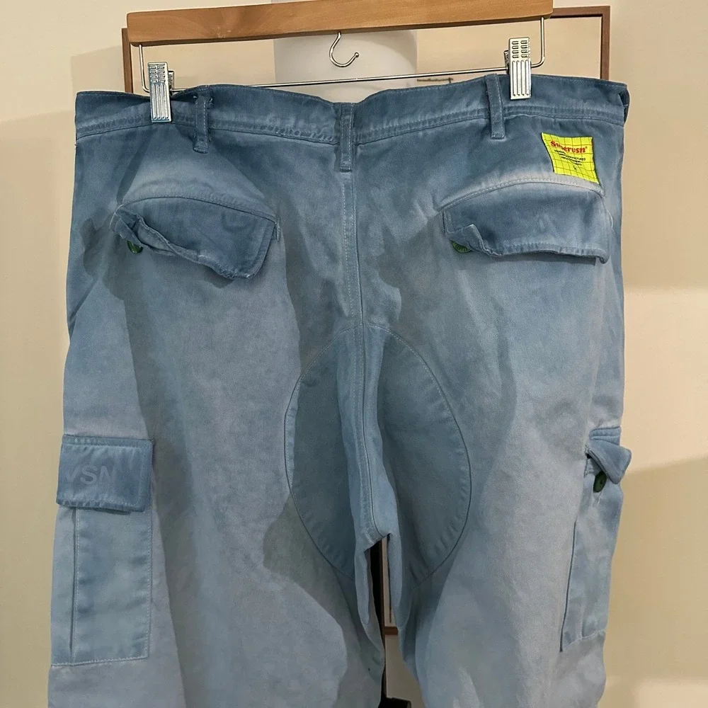 Supervsn Mens Studio Cargo Pants‎ Blue denim wash  Size Large